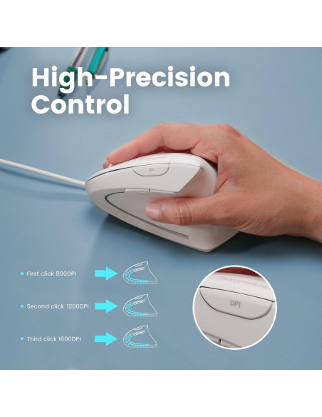 Ratón Ergonómico Vertical Perixx PERIMICE-513W Blanco 1000/1600 DPI Ratón Ergonómico Vertical Perixx PERIMICE-513W Blanco 1000/1600 DPI