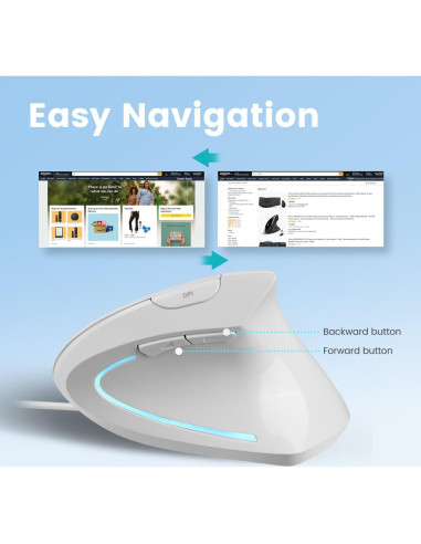 Ratón Ergonómico Vertical Perixx PERIMICE-513W Blanco 1000/1600 DPI