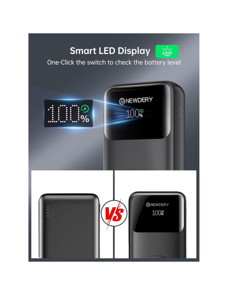 Cargador Portátil NEWDERY 20000mAh con Cables Integrados - Carga Rápida PD 20W Cargador Portátil NEWDERY 20000mAh con Cables Integrados - Carga Rápida PD 20W