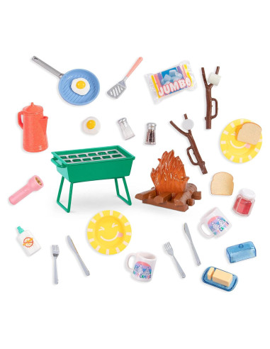 Set de Camping Chicas Brillantes - Fogata y Parrilla BBQ 32 Piezas