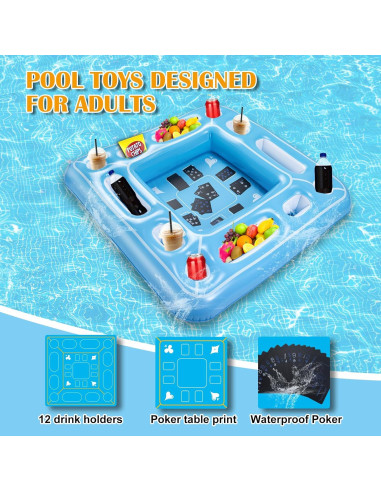 Mesa Flotante Inflable para Piscina Kaiedos 101.6cm con Cartas