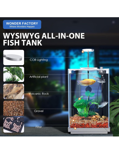 Acuario de escritorio 10.2L Wonderfactory con filtro oculto