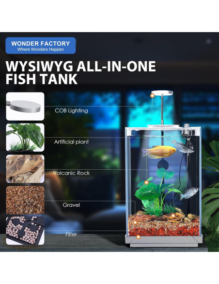Acuario de escritorio 10.2L Wonderfactory con filtro oculto Acuario de escritorio 10.2L Wonderfactory con filtro oculto
