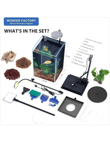 Acuario de escritorio 10.2L Wonderfactory con filtro oculto Acuario de escritorio 10.2L Wonderfactory con filtro oculto