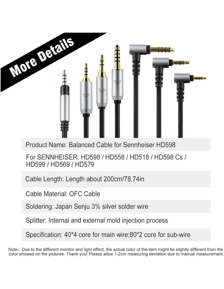 Cable de audio mejorado okcsc 2M para auriculares Sennheiser Cable de audio mejorado okcsc 2M para auriculares Sennheiser