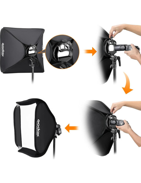 Softbox Godox 80x80cm Plegable con Soporte S2 y Rejilla Softbox Godox 80x80cm Plegable con Soporte S2 y Rejilla