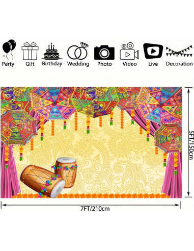 Fondo Fotográfico Tradicional Indio 210x150 cm Marigold
