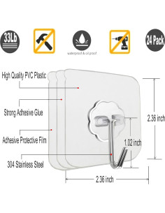 Ganchos Adhesivos Transparentes Jwxstore - 12 Piezas 15kg 2