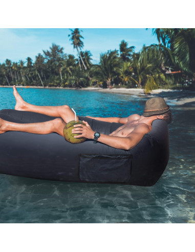 Sofá Inflable AlphaBeing con Fondo de Malla Ergonómica - Negro