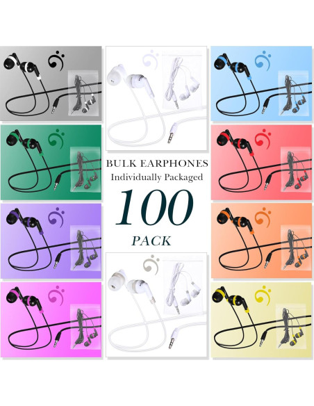 Auriculares con Cable Kanayu 100 Piezas Multicolores 3.5mm Auriculares con Cable Kanayu 100 Piezas Multicolores 3.5mm