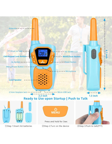 Walkie Talkies Recargables Topsung para Niños y Adultos 3 Unidades