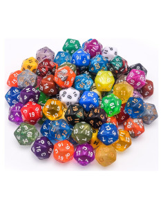 Set de Dados Poliedricos AUSTOR 70 Piezas 20 Caras con Bolsa