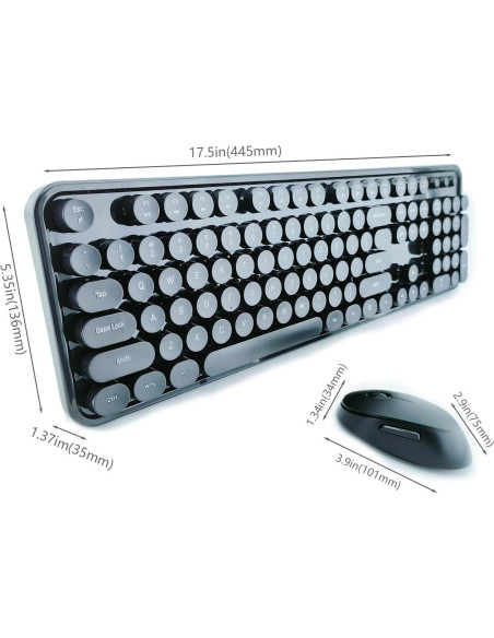 Combo Teclado y Ratón Inalámbrico Mofii Retro 104 Teclas Negro Combo Teclado y Ratón Inalámbrico Mofii Retro 104 Teclas Negro