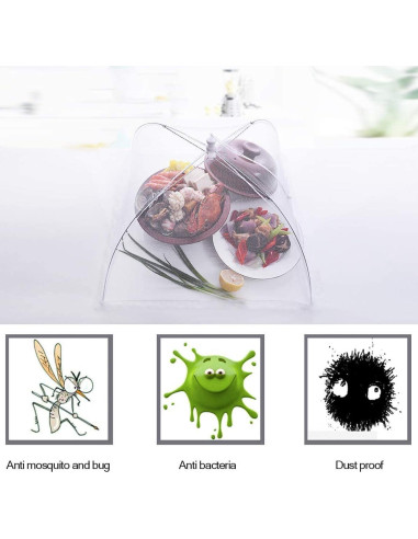 Cubiertas de Comida FOOEN 3Pack Plegables 43x43cm para Picnic