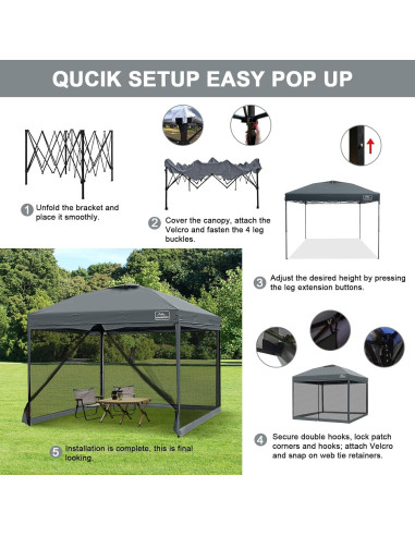 Carpa Pop Up KAMPKEEPER 10x10 con Mosquitera y 4 Sacos