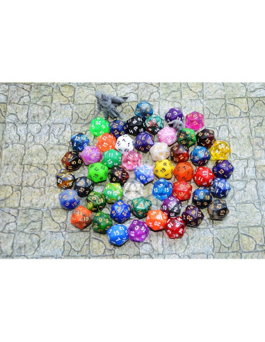 Paquete de 50 Dados D20 Acrílicos SmartDealsPro con Bolsa