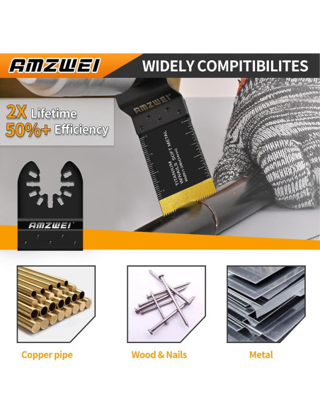 Juego de 50 Hojas Oscilantes AMZWEI para Metal y Madera Juego de 50 Hojas Oscilantes AMZWEI para Metal y Madera
