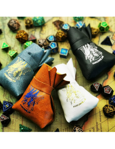 Bandeja y Bolsa para Dados DND HAOMEJA de Cuero Sintético Marrón
