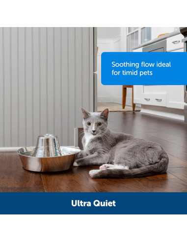 Fuente de Agua para Mascotas PetSafe Seaside 1.8L Acero Inoxidable