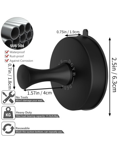 Ganchos de Ventosa DGYB para Ducha - Acero Inoxidable, 2 Pcs