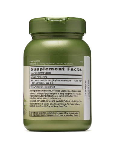 Suplemento Cardo Mariano GNC Herbal Plus 1300mg 60 Porciones