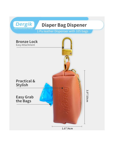 Dispensador de Bolsas Desechables Dergik para Pañales Marrón