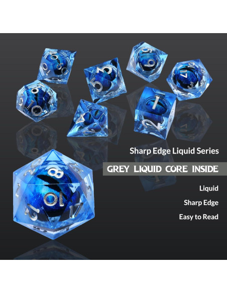 Dados Poliedricos WIPI Ojo de Dragón 7 Piezas Resina Azul Dados Poliedricos WIPI Ojo de Dragón 7 Piezas Resina Azul