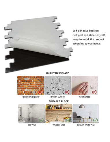 Azulejos Autoadhesivos Weimeisc 10 Hojas Mármol Blanco 28.58x32.26cm