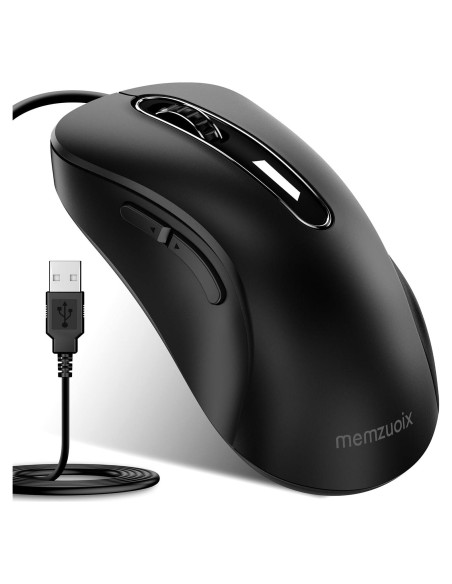 Ratón con Cable Memzuoix 1200 DPI Ergonómico Negro 1.5 m Ratón con Cable Memzuoix 1200 DPI Ergonómico Negro 1.5 m
