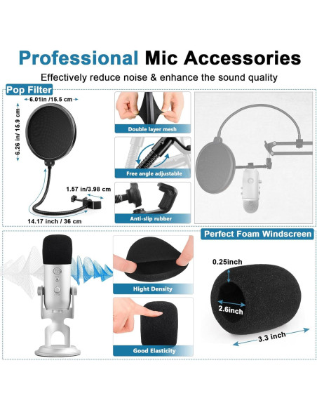 Soporte de Micrófono ChromLives para Blue Yeti y Shure Soporte de Micrófono ChromLives para Blue Yeti y Shure
