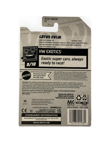Auto de Juguete Hot Wheels Lotus Evija 1:64 Escala