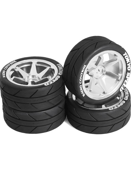 Neumáticos y Ruedas RC 1:10 Dantenron Plata 65mm 4 Piezas Neumáticos y Ruedas RC 1:10 Dantenron Plata 65mm 4 Piezas