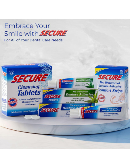 Tiras Adhesivas para Dentaduras Secure - 15 Piezas Impermeables Tiras Adhesivas para Dentaduras Secure - 15 Piezas Impermeables