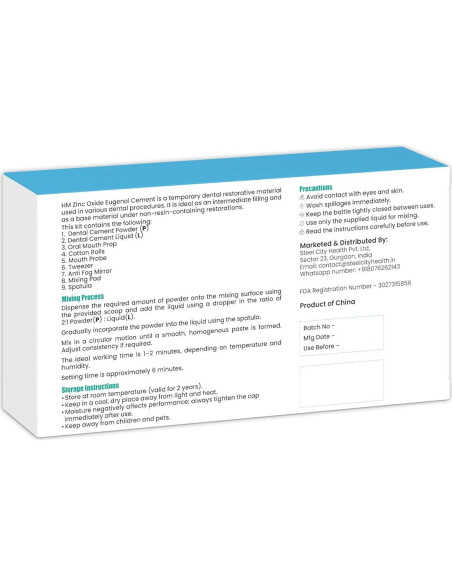 Kit de Cemento Dental HM - Óxido de Zinc y Eugenol 20g Kit de Cemento Dental HM - Óxido de Zinc y Eugenol 20g