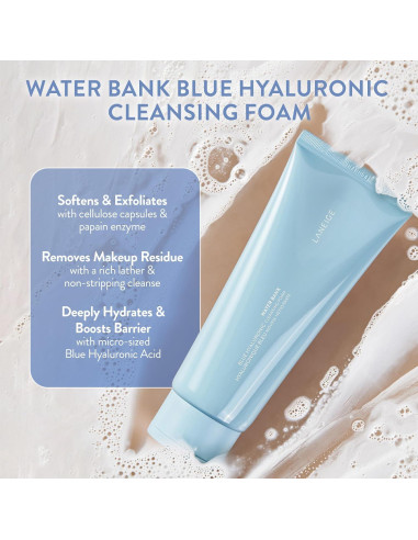 Espuma Limpiadora LANEIGE Water Bank 199g - Ácido Hialurónico