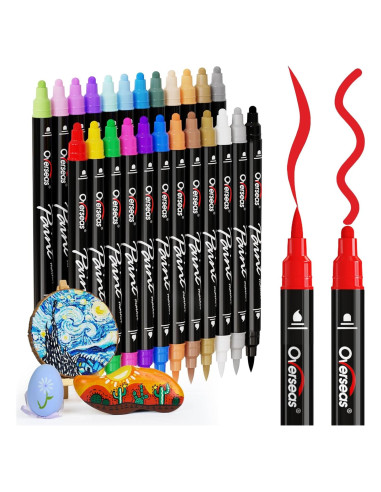 Marcadores Acrílicos Doble Punta Overseas, 24 Colores, 0.5-5mm