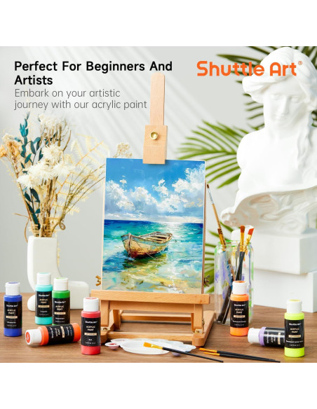 Set de 50 Pinturas Acrílicas Shuttle Art 60ml, No Tóxicas Set de 50 Pinturas Acrílicas Shuttle Art 60ml, No Tóxicas