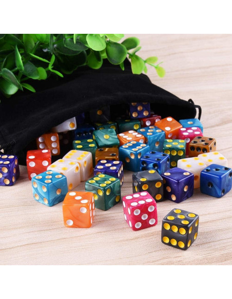 Juego de Dados AUSTOR 100 Piezas 6 Caras Colores Perla 16mm Juego de Dados AUSTOR 100 Piezas 6 Caras Colores Perla 16mm