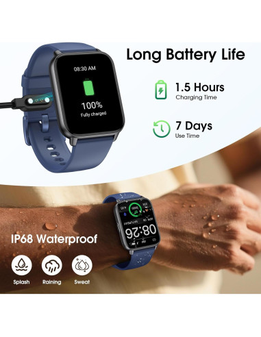 Reloj Inteligente Kummel Azul con Llamadas Bluetooth y Podómetro