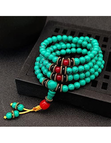 Pulsera de Oración Buda Caiyao 108 Perlas Turquesa 70 cm