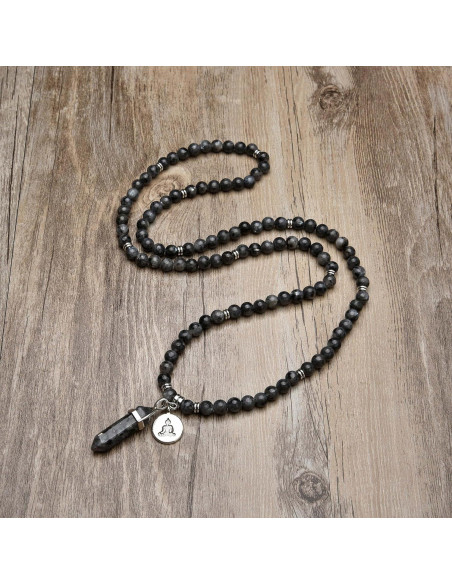 Pulsera Mala de Labradorita 108 Cuentas con Charm Buda Zen Pulsera Mala de Labradorita 108 Cuentas con Charm Buda Zen