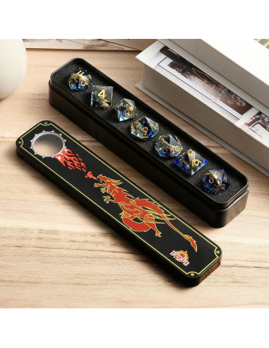 Conjunto de Dados DNDND Swirl Azul con Estuche de Regalo