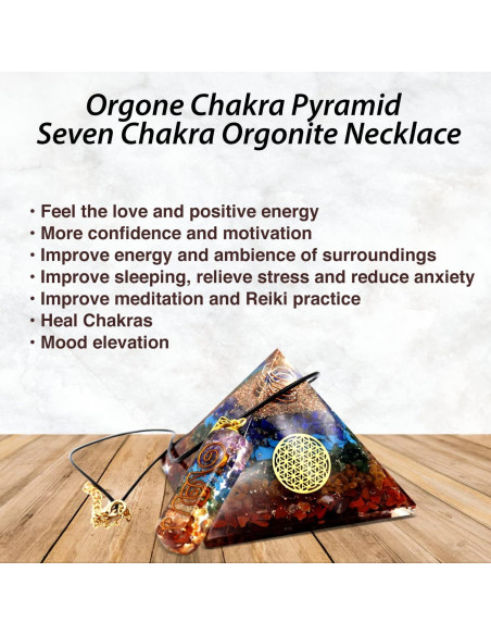 Pirámide de Orgonita Siete Chakras Real Crystal 10.8cm Pirámide de Orgonita Siete Chakras Real Crystal 10.8cm
