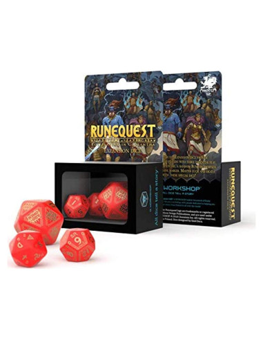 Dados de Expansión Q-Workshop Runequest Rojo y Dorado