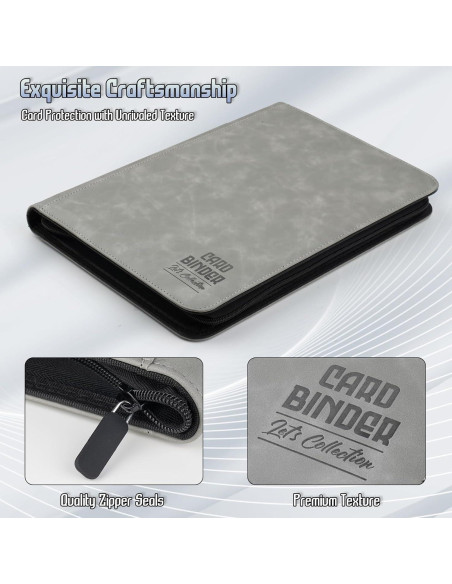 Carpeta de Cartas Arkeiliy 540 Bolsillos PU Gris Carpeta de Cartas Arkeiliy 540 Bolsillos PU Gris