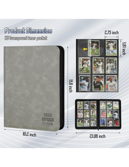 Carpeta de Cartas Arkeiliy 540 Bolsillos PU Gris Carpeta de Cartas Arkeiliy 540 Bolsillos PU Gris