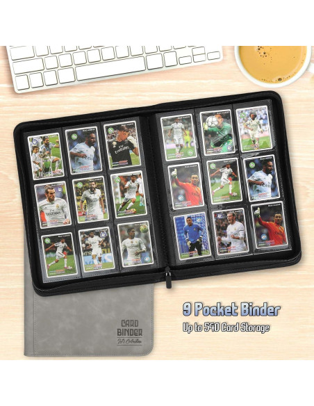 Carpeta de Cartas Arkeiliy 540 Bolsillos PU Gris Carpeta de Cartas Arkeiliy 540 Bolsillos PU Gris