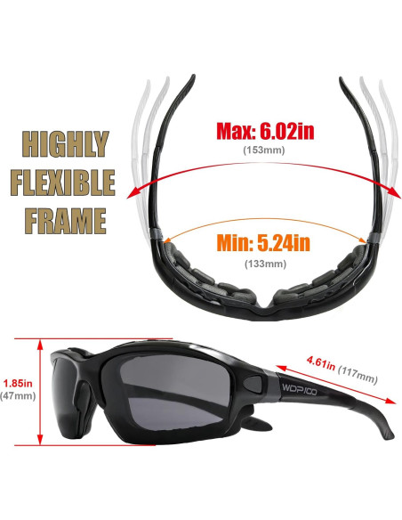 Gafas de sol Powersports para motociclismo con lentes ahumados Gafas de sol Powersports para motociclismo con lentes ahumados
