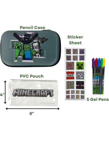 Estuche de Lápices Minecraft Diseño Innovador 22.9x12.7 cm