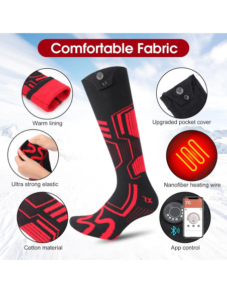 Calcetines Calentados JUSTFX Rojo Negro L 7.4V 3000mAh Calcetines Calentados JUSTFX Rojo Negro L 7.4V 3000mAh